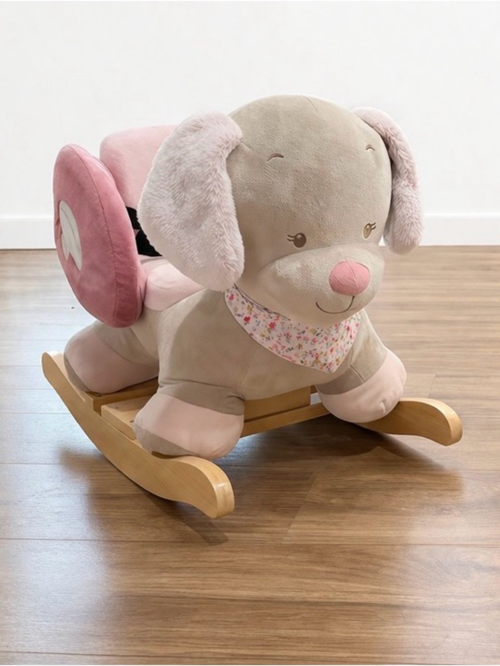 Nattou Plush Pink & Beige Puppy Rocker for Kids